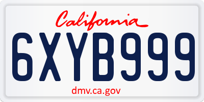 CA license plate 6XYB999