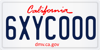 CA license plate 6XYC000