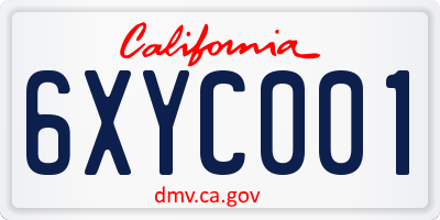 CA license plate 6XYC001