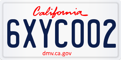 CA license plate 6XYC002