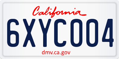 CA license plate 6XYC004