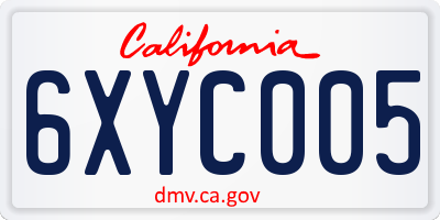 CA license plate 6XYC005
