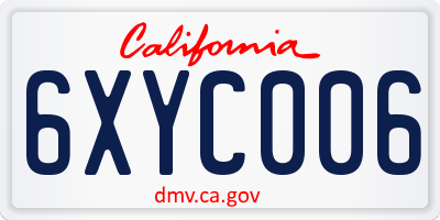 CA license plate 6XYC006