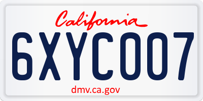 CA license plate 6XYC007