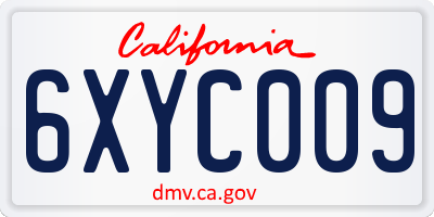 CA license plate 6XYC009