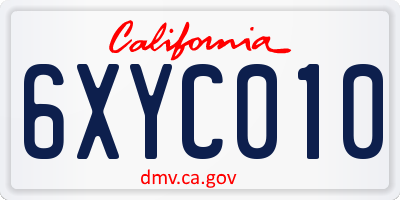 CA license plate 6XYC010