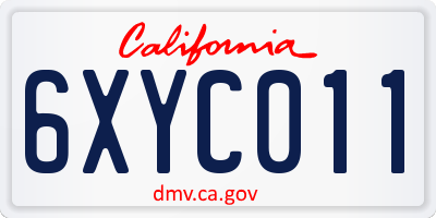 CA license plate 6XYC011