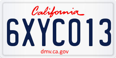 CA license plate 6XYC013