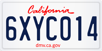 CA license plate 6XYC014