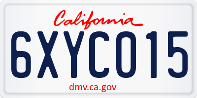 CA license plate 6XYC015
