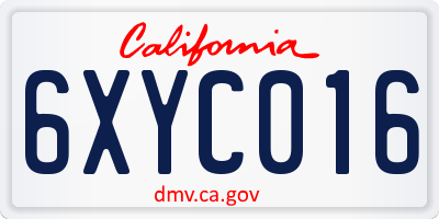 CA license plate 6XYC016