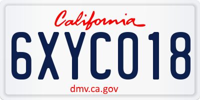 CA license plate 6XYC018