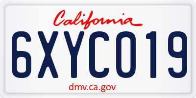 CA license plate 6XYC019