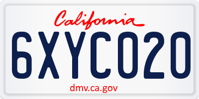 CA license plate 6XYC020