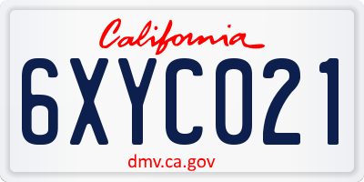 CA license plate 6XYC021