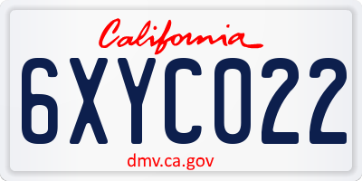 CA license plate 6XYC022
