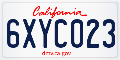 CA license plate 6XYC023