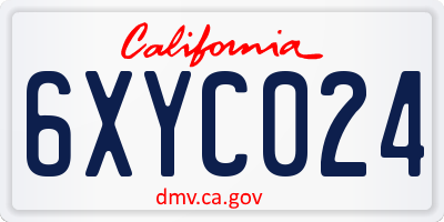 CA license plate 6XYC024