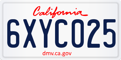 CA license plate 6XYC025