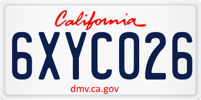 CA license plate 6XYC026