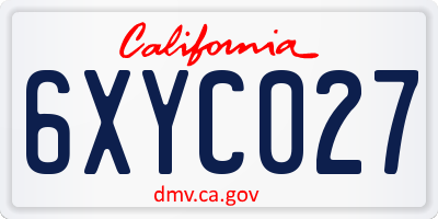 CA license plate 6XYC027