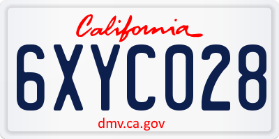 CA license plate 6XYC028