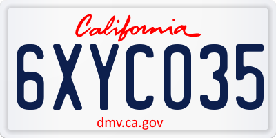 CA license plate 6XYC035