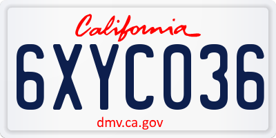 CA license plate 6XYC036
