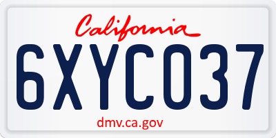 CA license plate 6XYC037