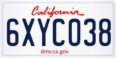 CA license plate 6XYC038