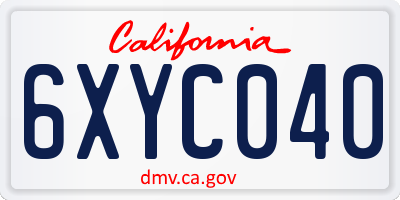 CA license plate 6XYC040