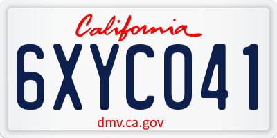 CA license plate 6XYC041