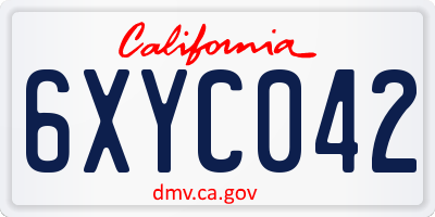 CA license plate 6XYC042