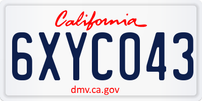CA license plate 6XYC043