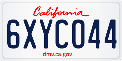 CA license plate 6XYC044