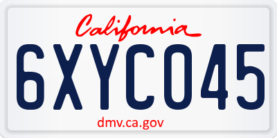 CA license plate 6XYC045