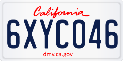CA license plate 6XYC046