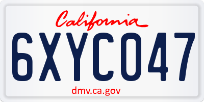 CA license plate 6XYC047