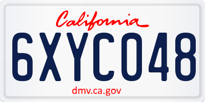 CA license plate 6XYC048