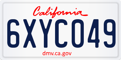 CA license plate 6XYC049