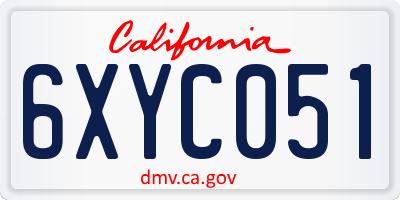 CA license plate 6XYC051
