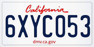 CA license plate 6XYC053