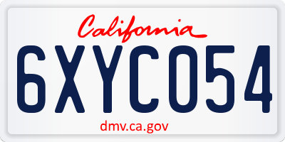 CA license plate 6XYC054