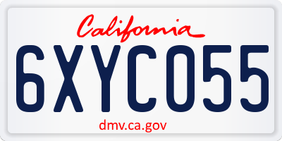 CA license plate 6XYC055