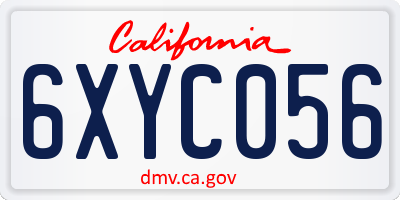 CA license plate 6XYC056