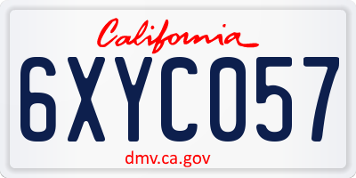 CA license plate 6XYC057