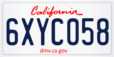 CA license plate 6XYC058