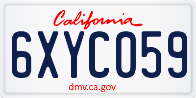 CA license plate 6XYC059