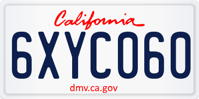 CA license plate 6XYC060