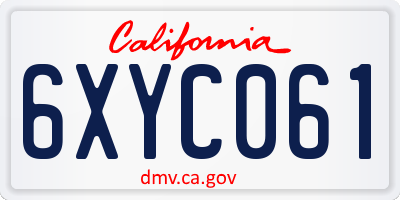 CA license plate 6XYC061